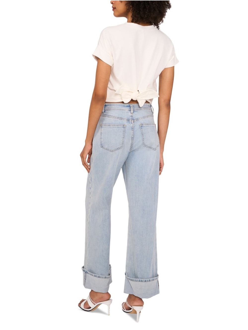 1.STATE Ivory Short Sleeve Crewneck Top | Classic Everyday Blouse - Picture 4 of 5